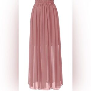 Chiffon Skirts Elastic High Waist Tea Length A-line Ruffle Beach Skirts